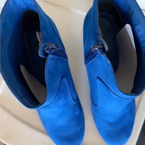 Blue Suede (like) Ankle Boots